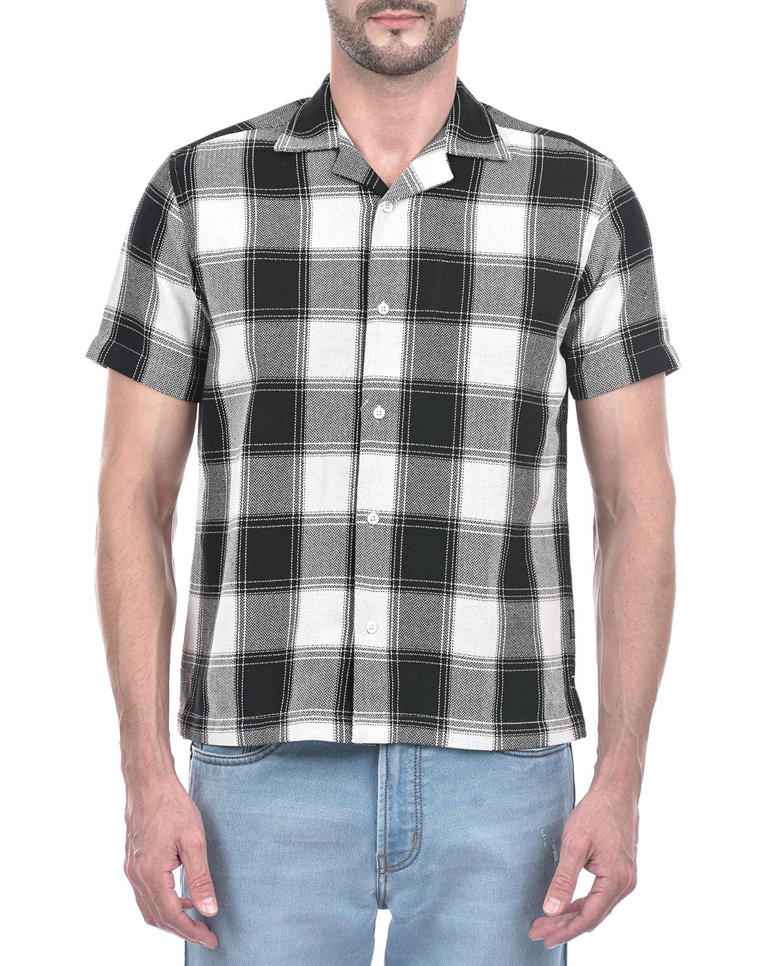 Numero Uno Men Checkered Black Shirt